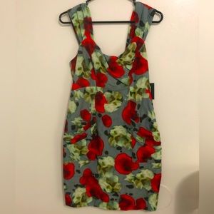 NWT MARC NEW YORK MINI DRESS SLATE SLEEVELESS FLORAL ZIP BACK SHIFT DRESS SZ 6